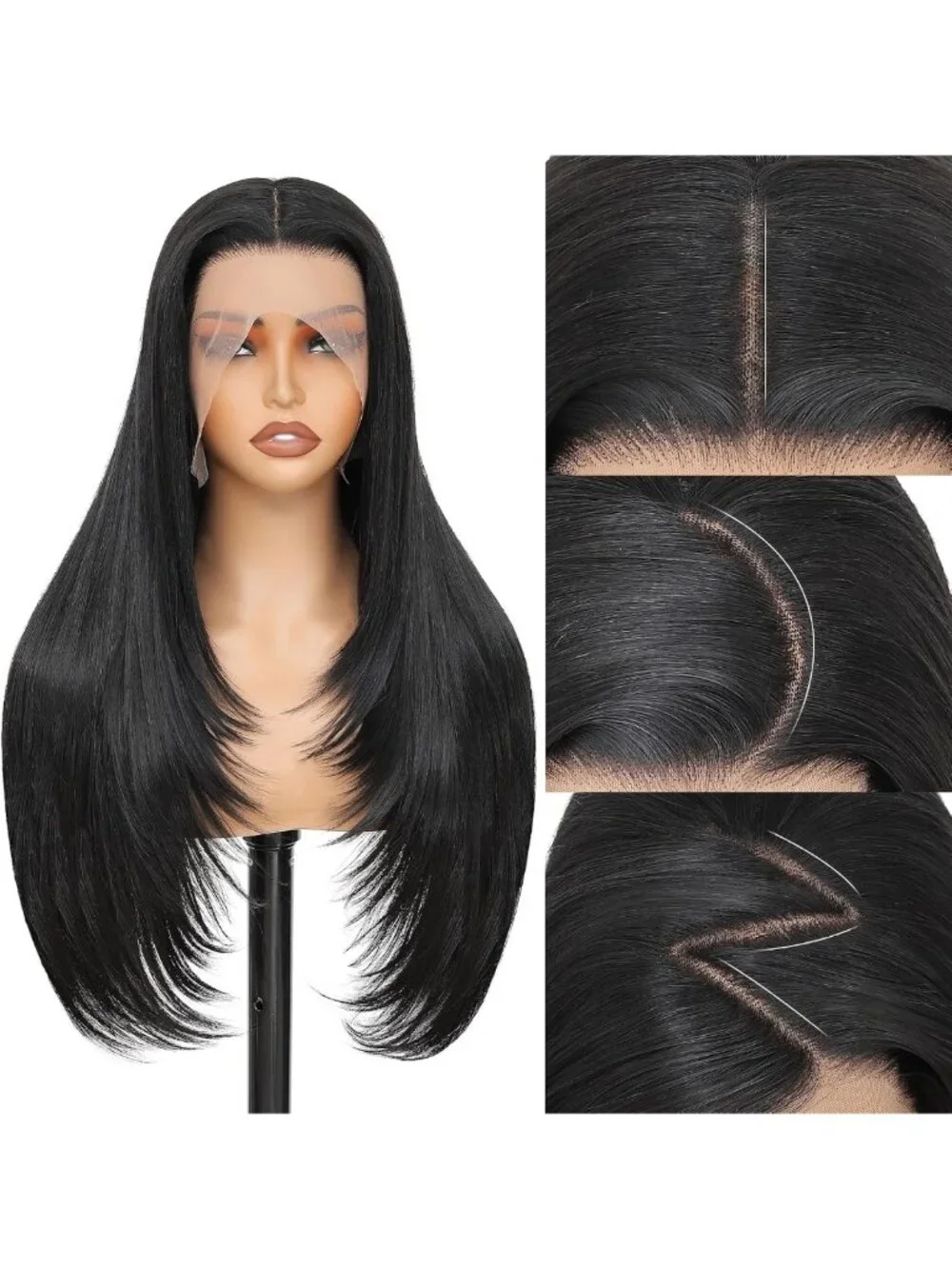 26-Inch Synthetic Lace Front Wig - HD Lace, Pre-Plucked Hairline, Long Straight